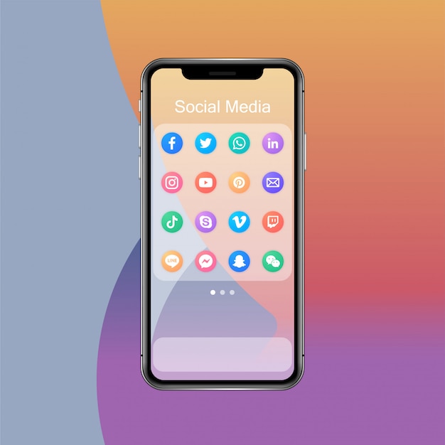 Premium Vector | Social media app folder on smartphone and app icons