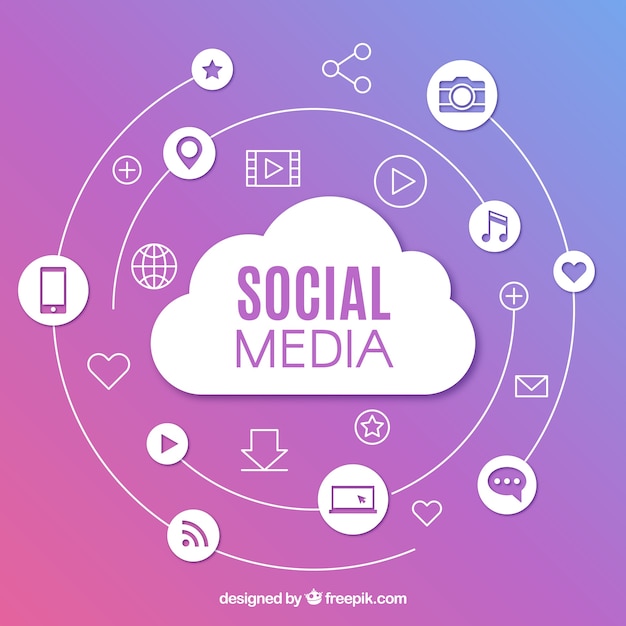 Social media background with flat design Free Vector