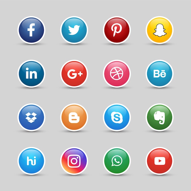 Social media buttons | Premium Vector