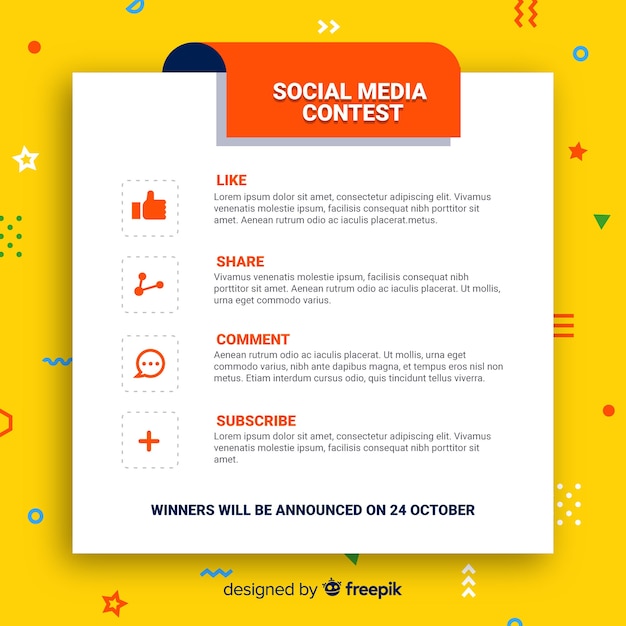 Social media contest background with steps Free Vector