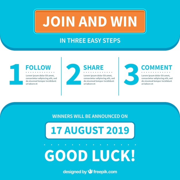 Social media contest steps with flat design Free Vector