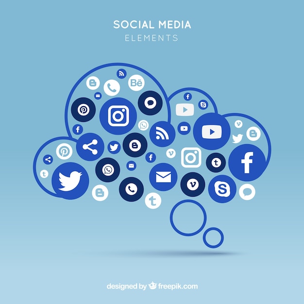 Free Vector | Social media elements in a cloud shape