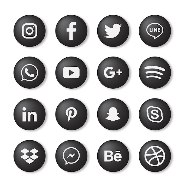 Premium Vector Social Media Icons Set Facebook Twitter Instagram Youtube Linkedin Wechat Google Plus Pinterest Snapchat Isolated