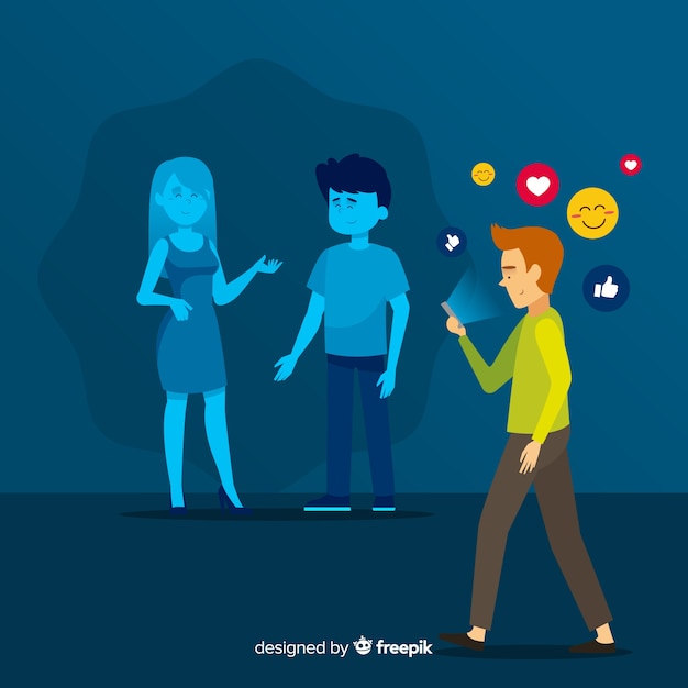 Social media is killing friendship concept Vector | Free Download