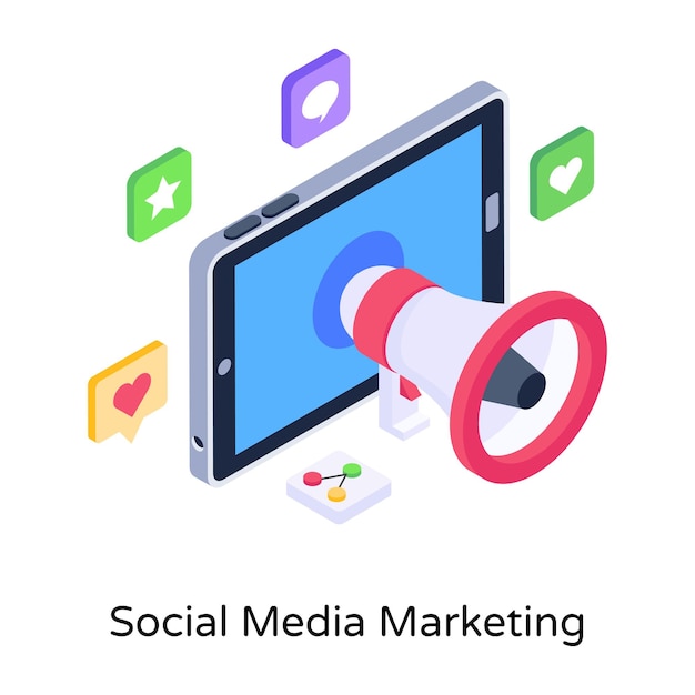 Premium Vector Social Media Marketing Isometric Illustration