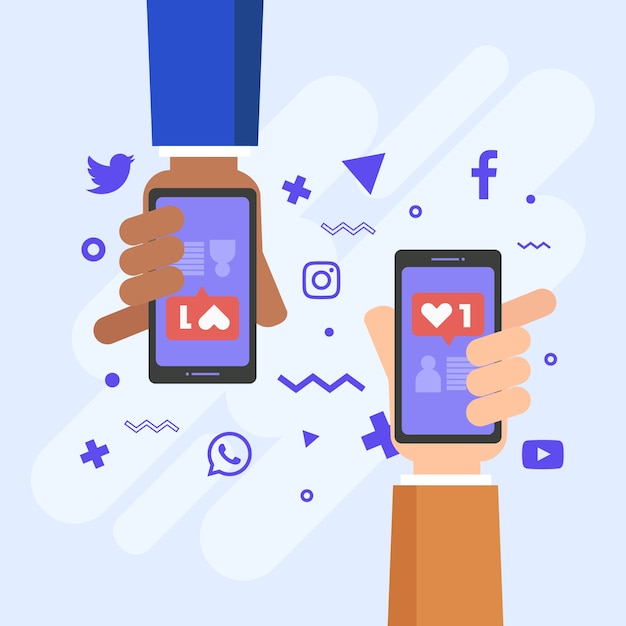 Free Vector | Social media marketing mobile phone concept