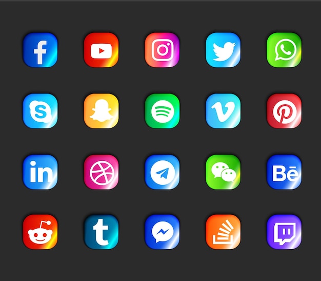  Social media modern icons set
