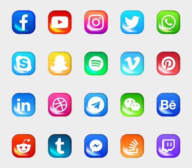 Premium Vector | Social media modern icons set