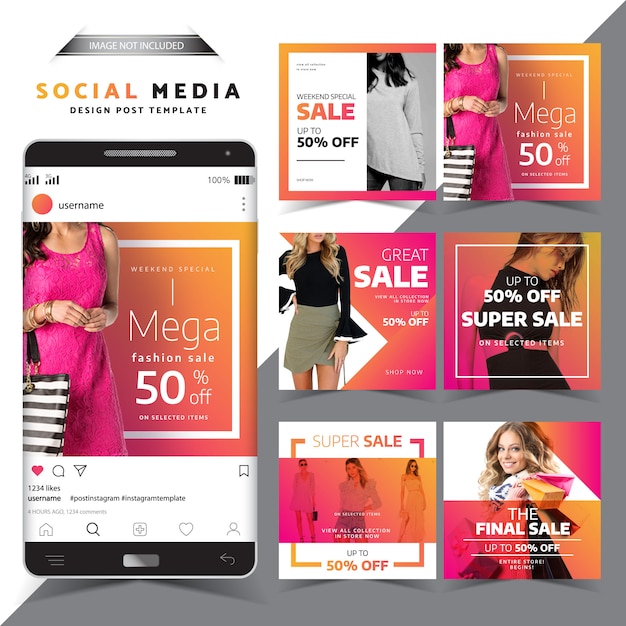 Premium Vector | Social media post design template fashion sale design