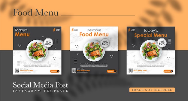  Social media promotion food and instagram post design template