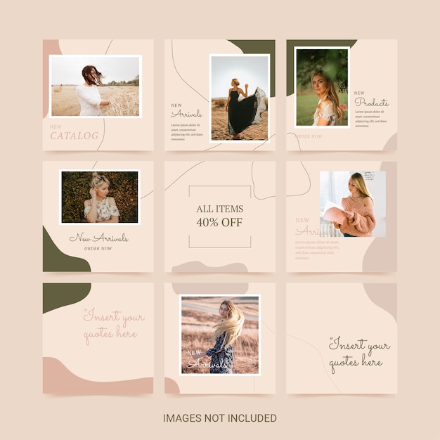 Premium Vector | Social media puzzle post template set