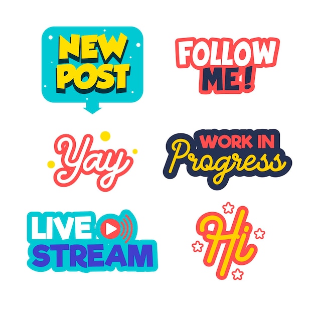 Social media slang bubble pack Free Vector