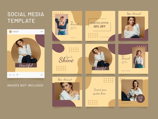 Premium Vector | Social media template fashion women puzzle feed