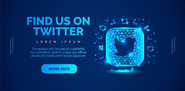 Social media twitter with blue background. Premium Vector