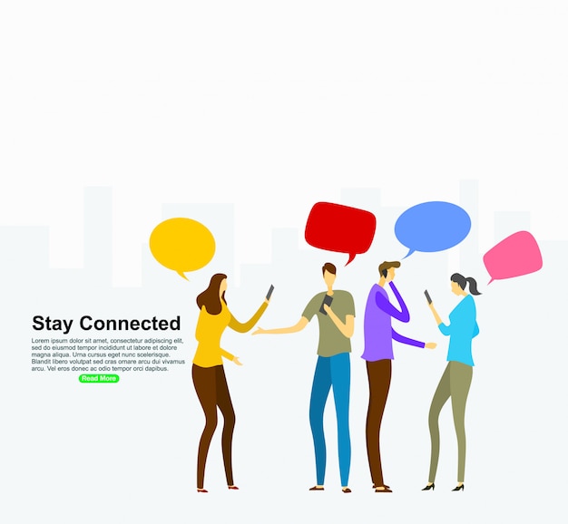 Social networking virtual relationships concept. background template Premium Vector