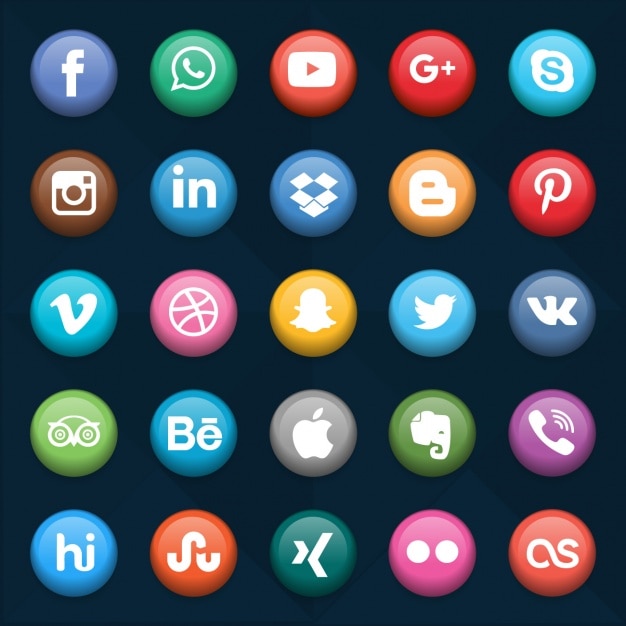 Social networks buttons collection Vector | Free Download