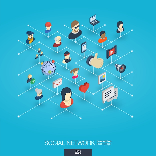 Download Society integrated 3d web icons. digital network isometric ...