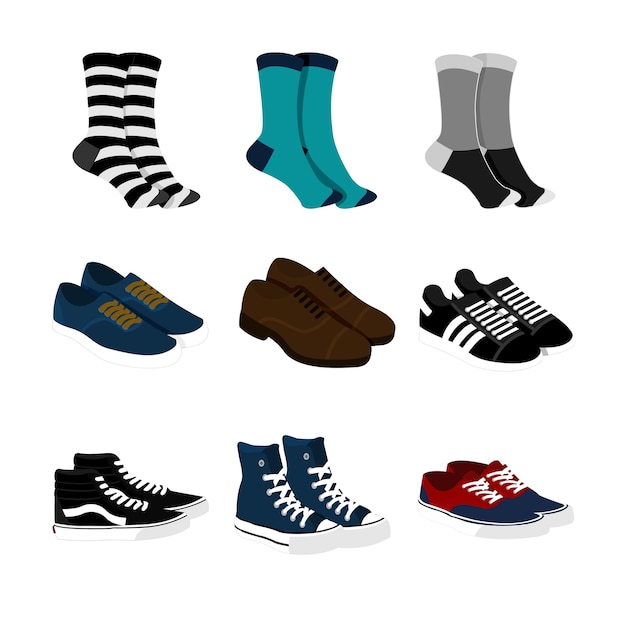 Premium Vector | Socks and shoes fashion style item illustration set