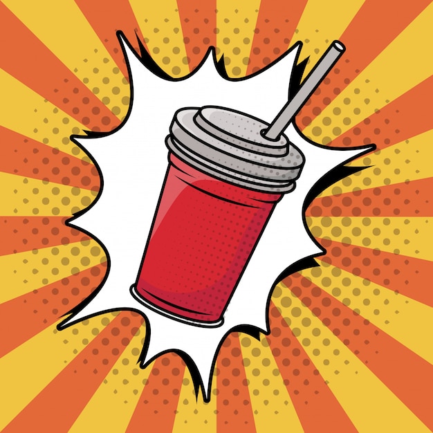 Free Vector Soda in plastic pot pop art style