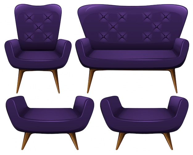 Free Vector | Sofa and chairs in purple illustration