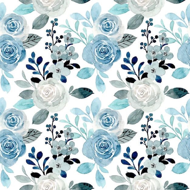 Premium Vector | Soft blue floral watercolor seamless pattern