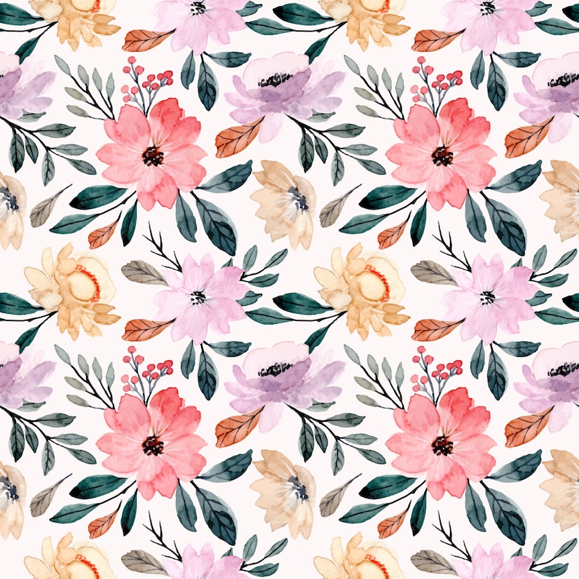 Premium Vector | Soft floral watercolor seamless pattern