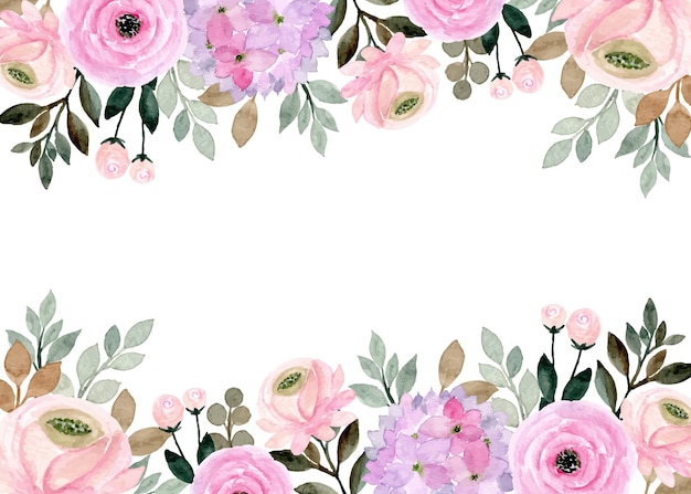 Premium Vector | Soft pink purple floral watercolor frame