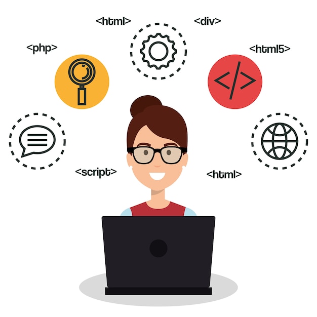 Software language programmer avatar | Premium Vector