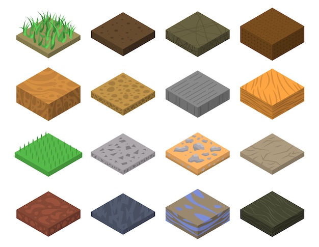 Premium Vector Soil Icons Set Isometric Style