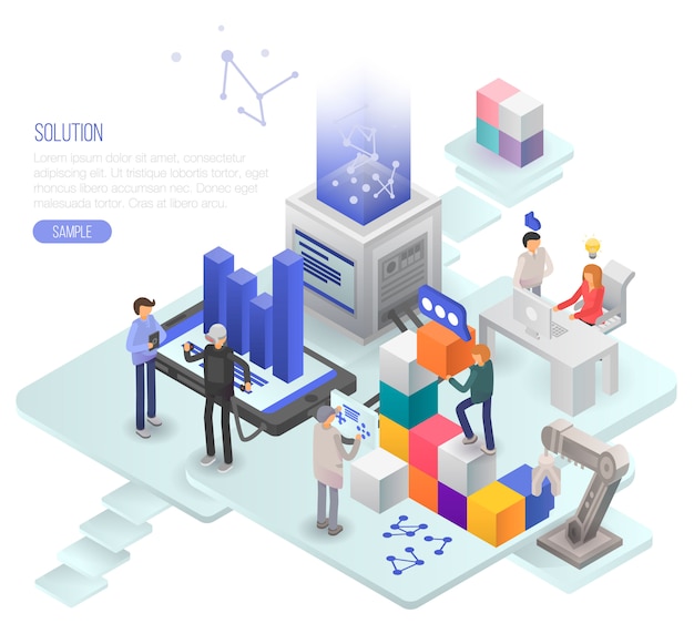 Solution concept background. isometric illustration of solution vector concept background for web design Premium Vector