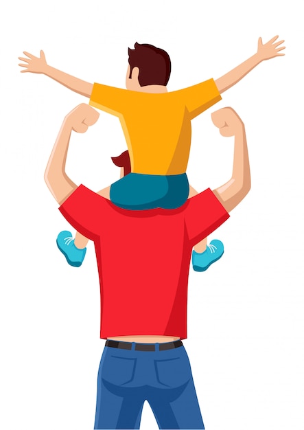 Download Premium Vector | Son on his father shoulders