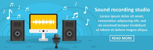 Premium Vector Sound Recording Studio Banner Template Horizontal Concept