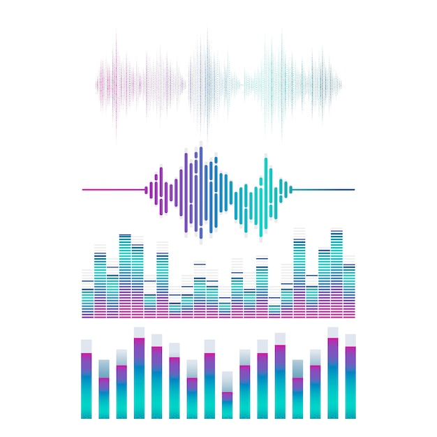 Sound wave equalizer set Free Vector