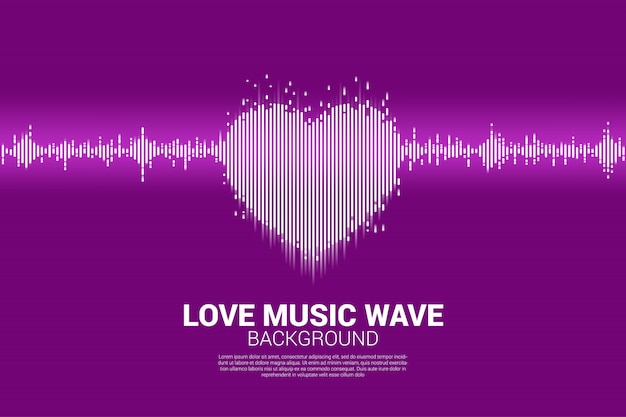 Sound wave heart icon music equalizer background Premium Vector