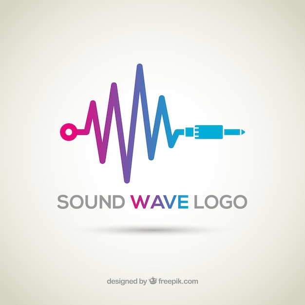 Sound Wave Logo With Flat Design Free Vector
