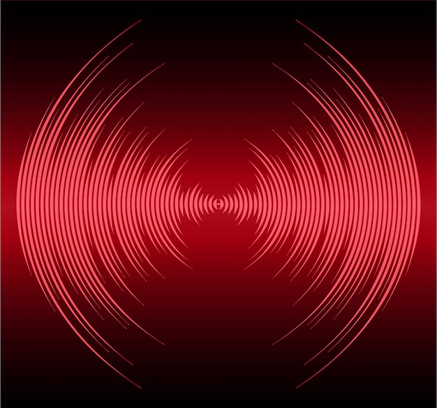 Sound waves oscillating dark red light background Premium Vector