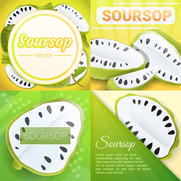 Premium Vector Soursop Berry Illustration Set Cartoon Style