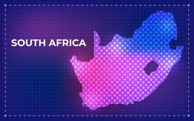 Premium Vector | South africa digital map with glowing dots and ...