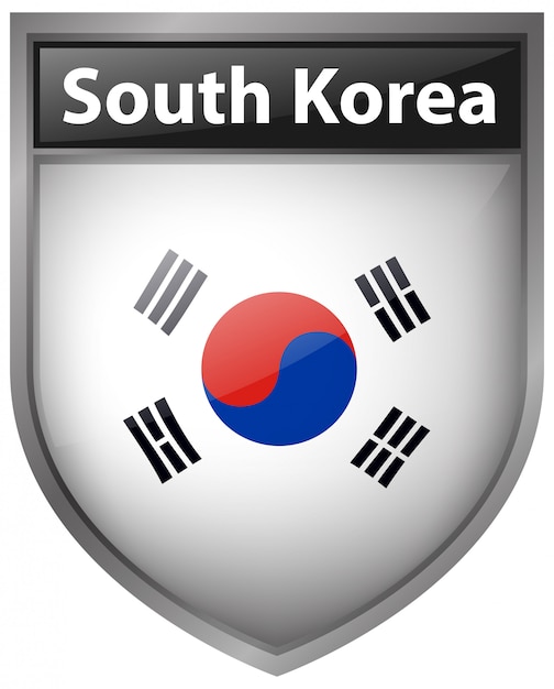 Download South korea flag on badge design | Free Vector