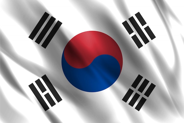 Download South korea flag floating silk background | Premium Vector