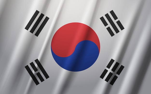 Download South korea flag waving on wind | Premium Vector