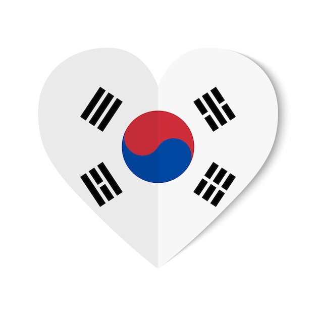 Download South korea flag with origami style on white heart ...