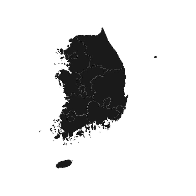 Premium Vector | South korea soft black map with white detail isolated ...