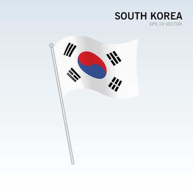 Download South korea waving flag isolated on gray background ...