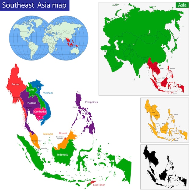 プレミアムベクター 東南アジア地図