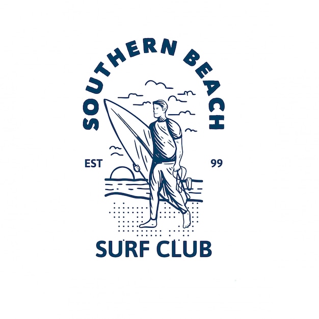 Southern Beach Surf Club Logo Template Premium Vector