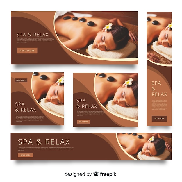 Free Vector Spa Banners Collection With Photo 2544