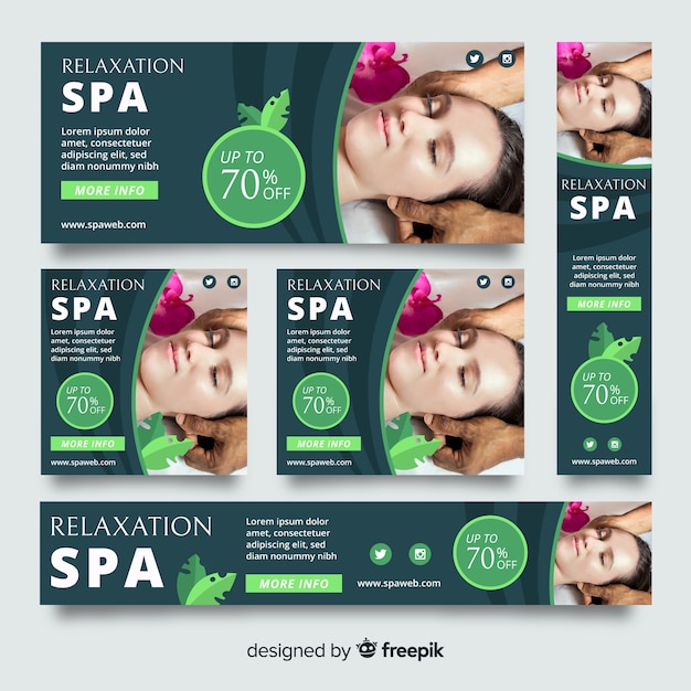 Free Vector | Spa banners collection with photo