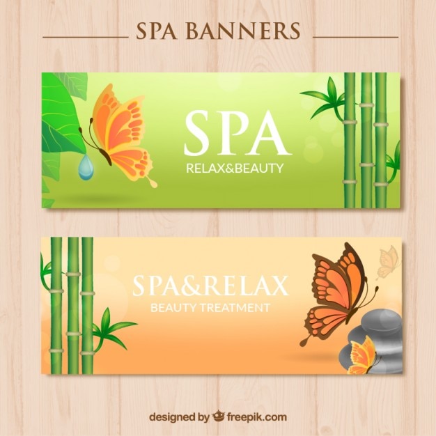 Free Vector Spa Banners With Butterflies