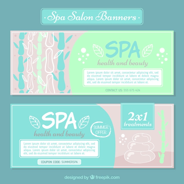 Spa banners with drawings in pastel
tones